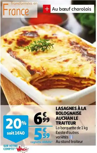 Auchan Auchan lasagnes à la bolognaise le traiteur offre
