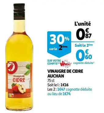 Auchan Auchan vinaigre de cidre offre