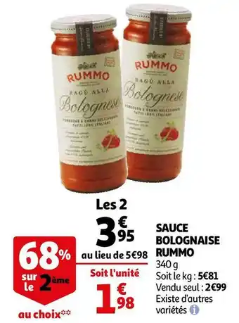 Auchan Rummo sauce bolognaise offre