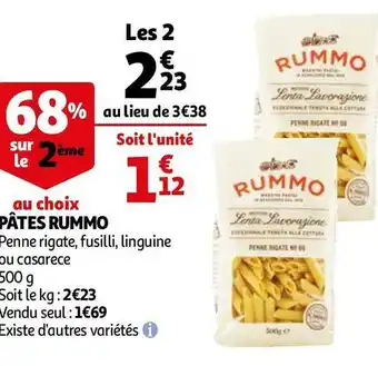 Auchan Rummo pâtes offre