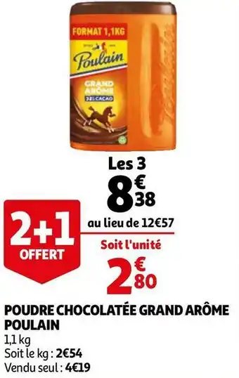 Auchan Poulain poudre chocolatée grand arôme offre