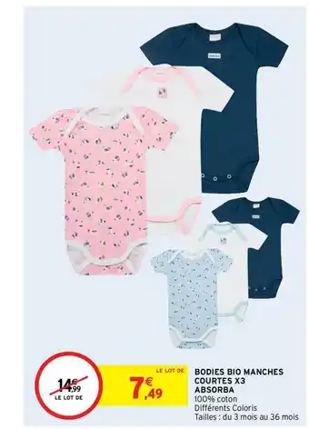 Intermarché Hyper Bodies Bio Manches Courtes X3 Absorba offre