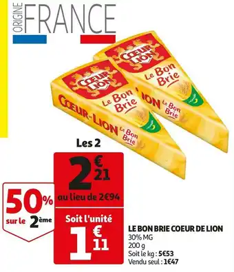 Auchan Coeur de lion le bon brie offre