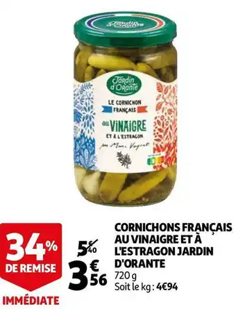 Jardin d'orante cornichons français au vinaigre et à l'estragon