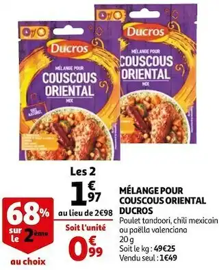 Auchan Ducros mélange pour couscous oriental offre