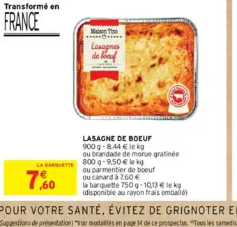 Intermarché Express LASAGNE DE BOEUF offre