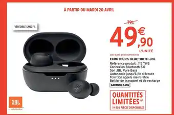 Intermarché Hyper écouteurs Bluetooth Jbl offre