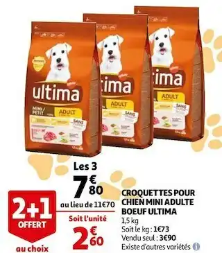 Auchan Ultima croquettes pour chien mini adulte boeuf offre