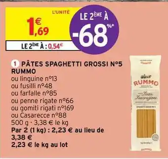 Intermarché Hyper Pâtes Spaghetti Grossi N°5 Rummo offre
