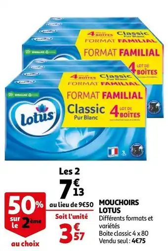 Auchan Lotus mouchoirs lotus offre