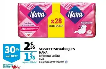 Auchan Nana serviettes hygièniques offre