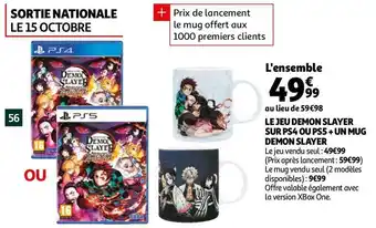 Auchan Le jeu demon slayer sur ps4 ou ps5 + un mug demon slayer offre