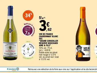 E.Leclerc VIN DE FRANCE CHARDONNAY BLANC offre
