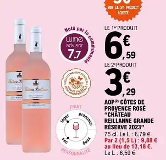 E.Leclerc AOP CÔTES DE PROVENCE ROSÉ CHÂTEAU REILLANNE GRANDE RÉSERVE 2023 offre