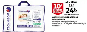Auchan Technisom oreiller memoire de forme eco-friendly offre