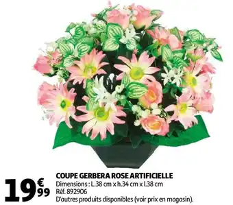 Auchan Coupe gerbera rose artificielle offre