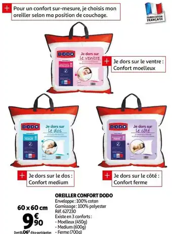 Auchan Dodo oreiller confort offre