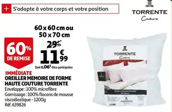 Auchan Oreiller memoire de forme haute couture torrente offre