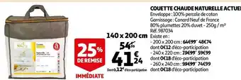 Auchan Actuel couette chaude naturelle offre