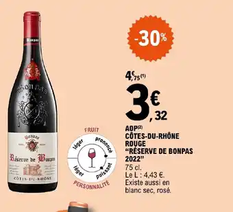 E.Leclerc AOP(2) CÔTES-DU-RHÔNE ROUGE offre
