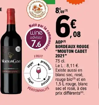 AOP(2) BORDEAUX ROUGE "MOUTON CADET