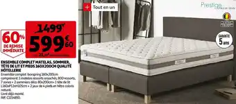 Auchan Prestige ensemble complet matelas, sommier, tête de lit et pieds 160x200cm qualité hôtellerie offre