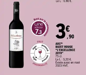 E.Leclerc AOC(5) BUZET ROUGE "L'EXCELLENCE 2019 offre