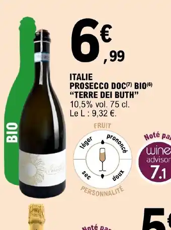 E.Leclerc ITALIE PROSECCO DOC(7) BIO TERRE DEI BUTH offre