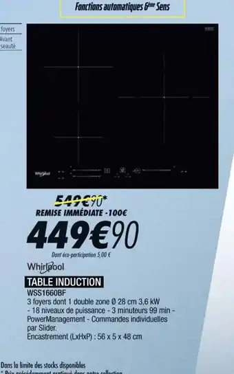 Blanc Brun Table induction offre