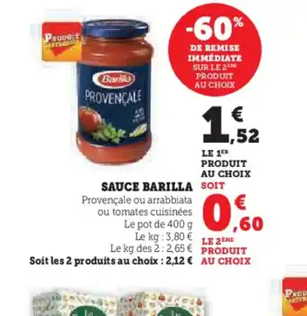 Hyper U SAUCE BARILLA offre