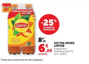 Hyper U ICE TEA PECHE LIPTON offre