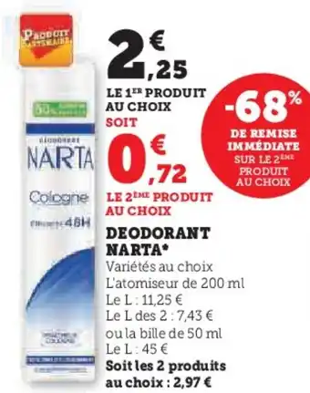 Hyper U DEODORANT NARTA* offre