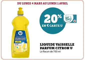 Hyper U LIQUIDE VAISSELLE PARFUM CITRON U offre