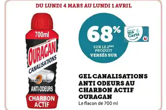 Hyper U GEL CANALISATIONS ANTI ODEURS AU CHARBON ACTIF OURAGAN offre