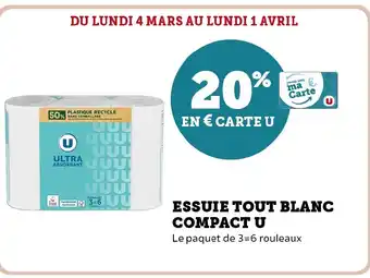 Hyper U ESSUIE TOUT BLANC COMPACT U offre