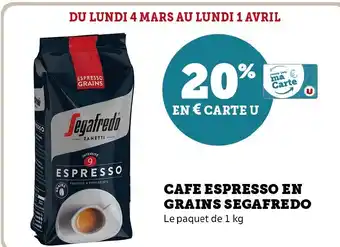 Hyper U CAFE ESPRESSO EN GRAINS SEGAFREDO offre