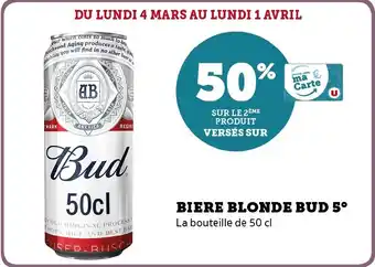 Hyper U BIERE BLONDE BUD 5° offre