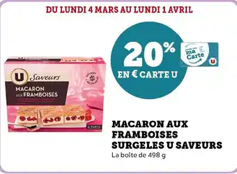 Hyper U MACARON AUX FRAMBOISES SURGELES U SAVEURS La boîte de 498 g offre