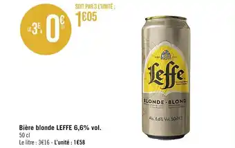 Casino Supermarchés Bière blonde LEFFE 6,6% vol. offre