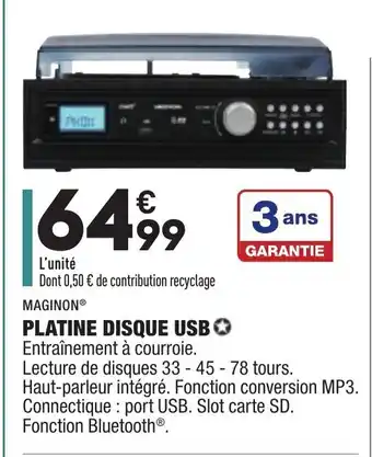 ALDI Platine Disque USB offre