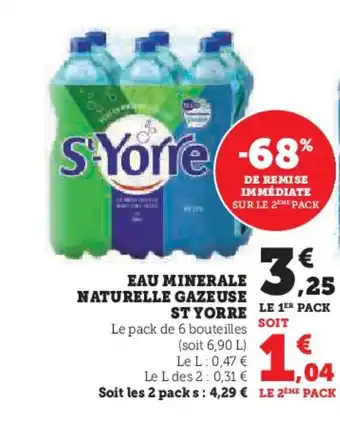 Super U EAU MINERALE NATURELLE GAZEUSE ST YORRE offre