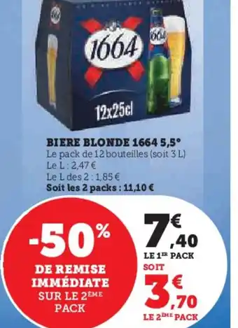 Super U BIERE BLONDE 1664 5,5° offre