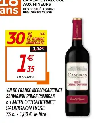 Vin de France Merlo/Cabernet Sauvignon Rouge Cambras