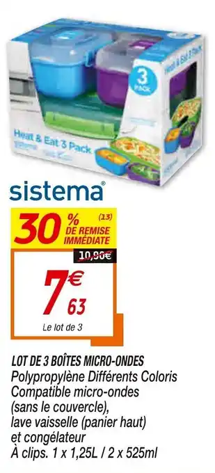 Netto Lot de 3 Boîtes Micro-Ondes offre