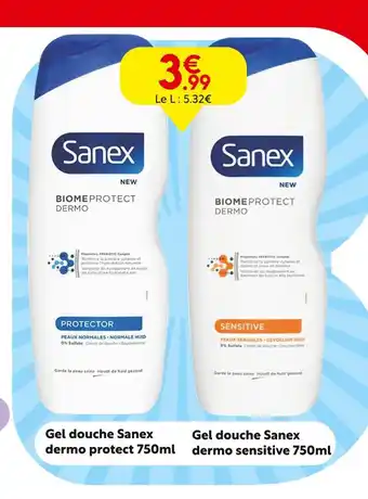 Maxi Bazar Sanex Gel douche dermo protect 750ml/ Gel douche dermo sensitive 750ml offre