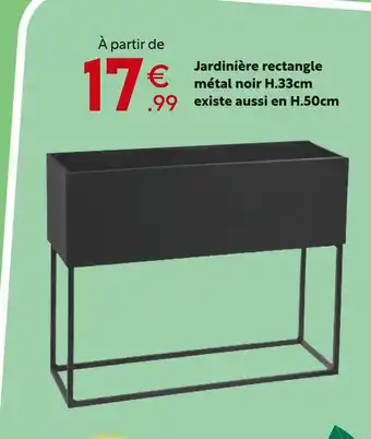 Maxi Bazar Jardinière rectangle métal noir H.33cm offre