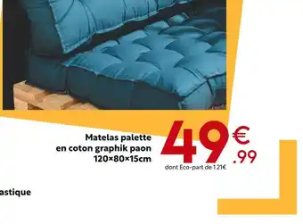 Maxi Bazar Matelas palette en coton graphik paon 120x80x15cm offre