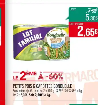 Match BONDUELLE PETITS POIS & CAROTTES offre