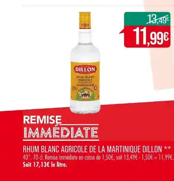 Match DILLON RHUM BLANC AGRICOLE DE LA MARTINIQUE offre