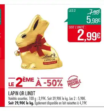 Match LINDT LAPIN OR offre